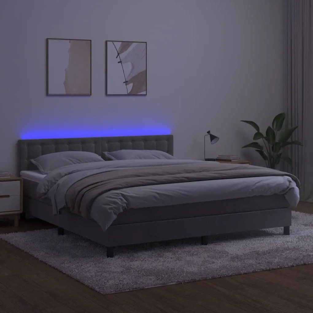 ΚΡΕΒΑΤΙ BOXSPRING ΜΕ ΣΤΡΩΜΑ &amp; LED ΑΝ.ΓΚΡΙ 160X200 ΕΚ. ΒΕΛΟΥΔΙΝΟ 3134651