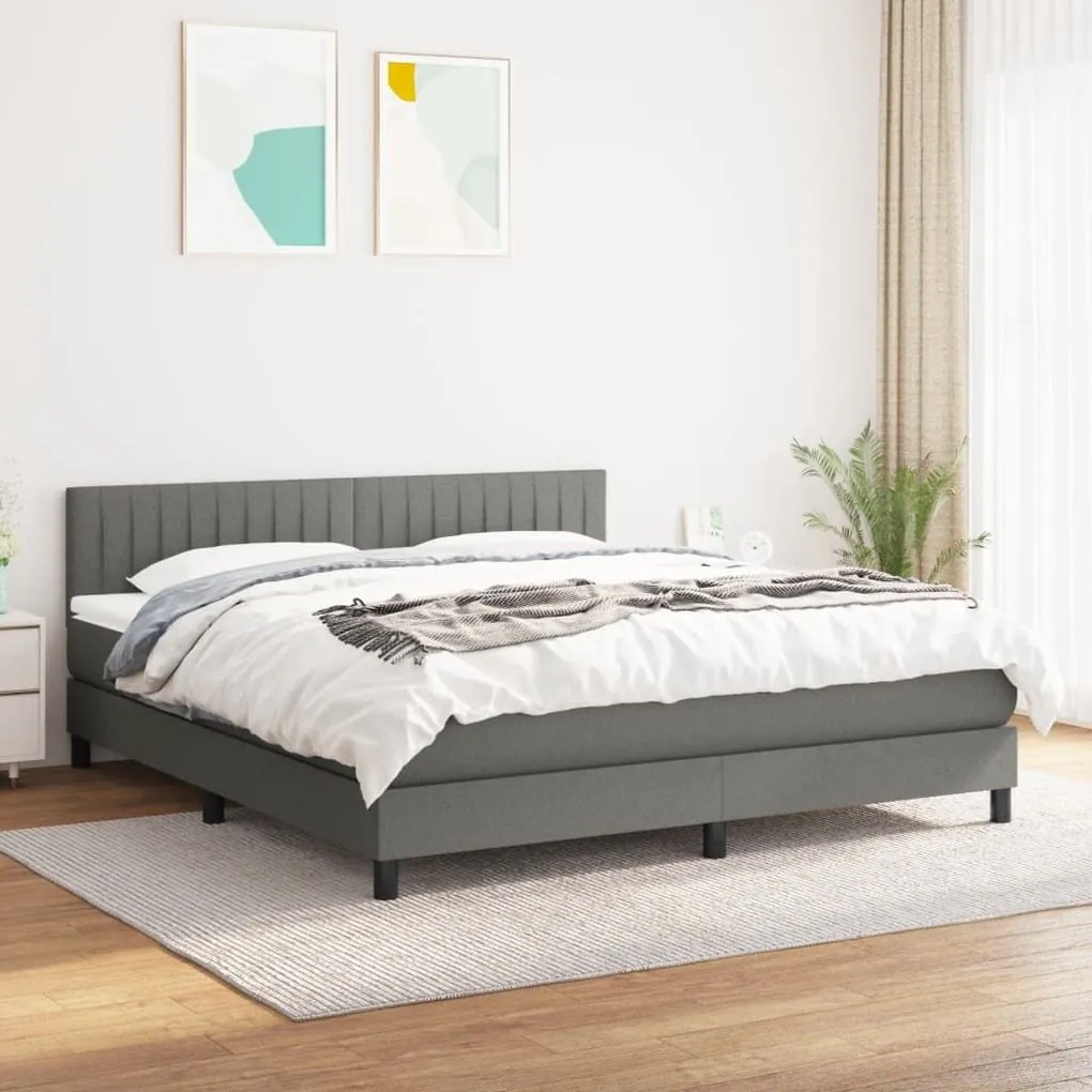 ΚΡΕΒΑΤΙ BOXSPRING ΜΕ ΣΤΡΩΜΑ ΣΚΟΥΡΟ ΓΚΡΙ 180X200 ΕΚ ΥΦΑΣΜΑΤΙΝ 3140234