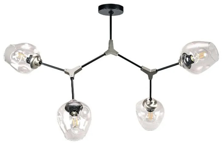 Φωτιστικό Οροφής-Πλαφονιέρα 6129-4 120x70cm 4xΕ27 Black Inlight Μέταλλο,Γυαλί