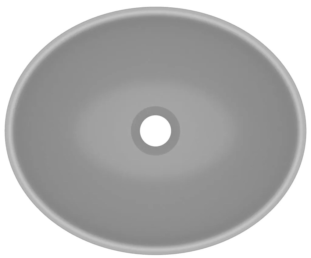 vidaXL Νιπτήρας Πολυτελής Οβάλ Ανοιχτό Γκρι Ματ 40 x 33 εκ. Κεραμικός