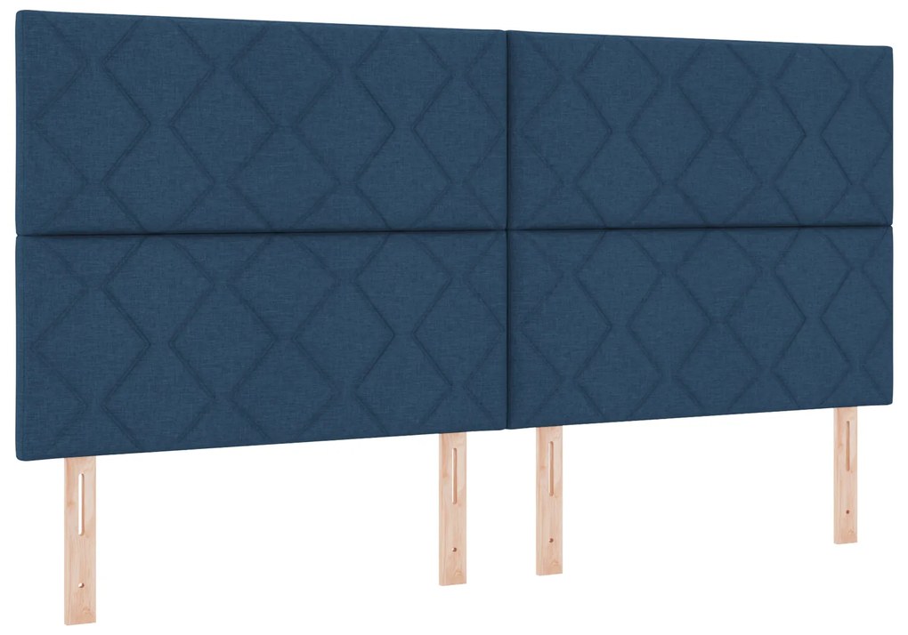 vidaXL κρεβάτι με ελατήριο με στρώμα - Μπλε, 200x200 εκ., Ύφασμα