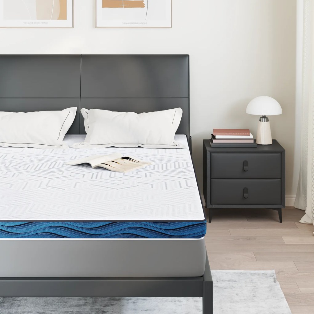 vidaXL Στρώματα Λευκό και Μπλε 160 x 200 cm