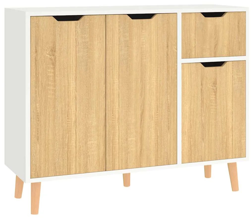 vidaXL Μπουφές Λευκός/Sonoma Δρυς 90x30x72 εκ. Επεξεργασμένο Ξύλο