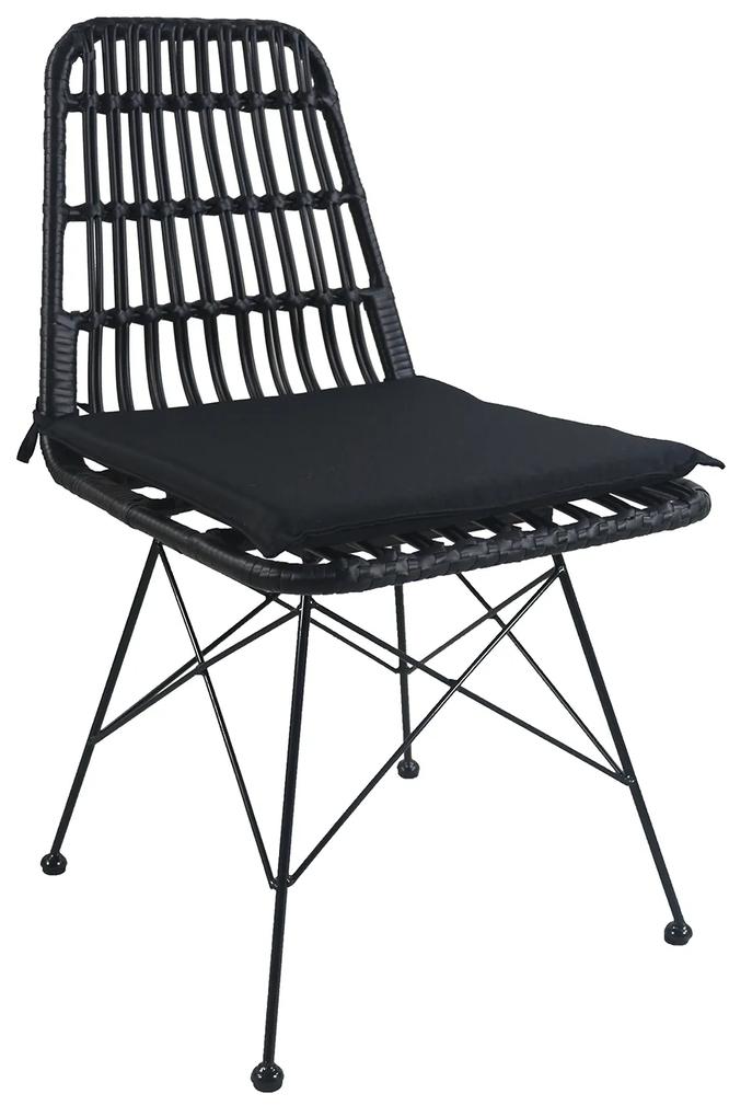 Καρέκλα Κήπου ArteLibre ALFONSE Μαύρο Μέταλλο/Rattan 47x62x81cm