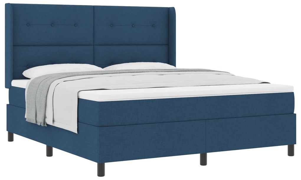 vidaXL Κρεβάτι Box Spring με Στρώμα Μπλε 180x200 εκ. Υφάσματος