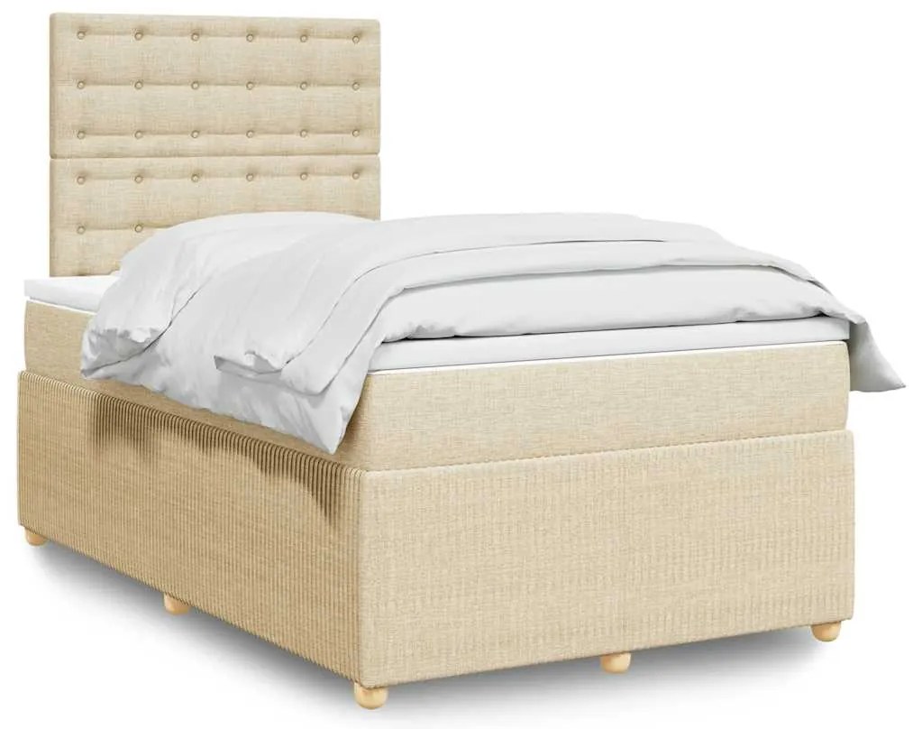 vidaXL Κρεβάτι Boxspring με Στρώμα Κρεμ 120x190 εκ. Υφασμάτινο