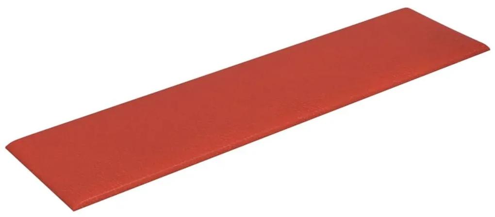 Πάνελ Τοίχου 12 τεμ. Κόκκινα 60x15 εκ. 1,08 μ² Συνθ. Δέρμα - Κόκκινο