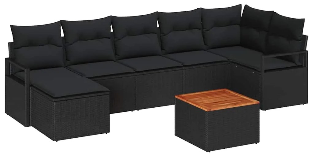 vidaXL Σετ Καναπέ Κήπου με μαξιλάρι 8 pcs Μαύρο Πολυ ράταν