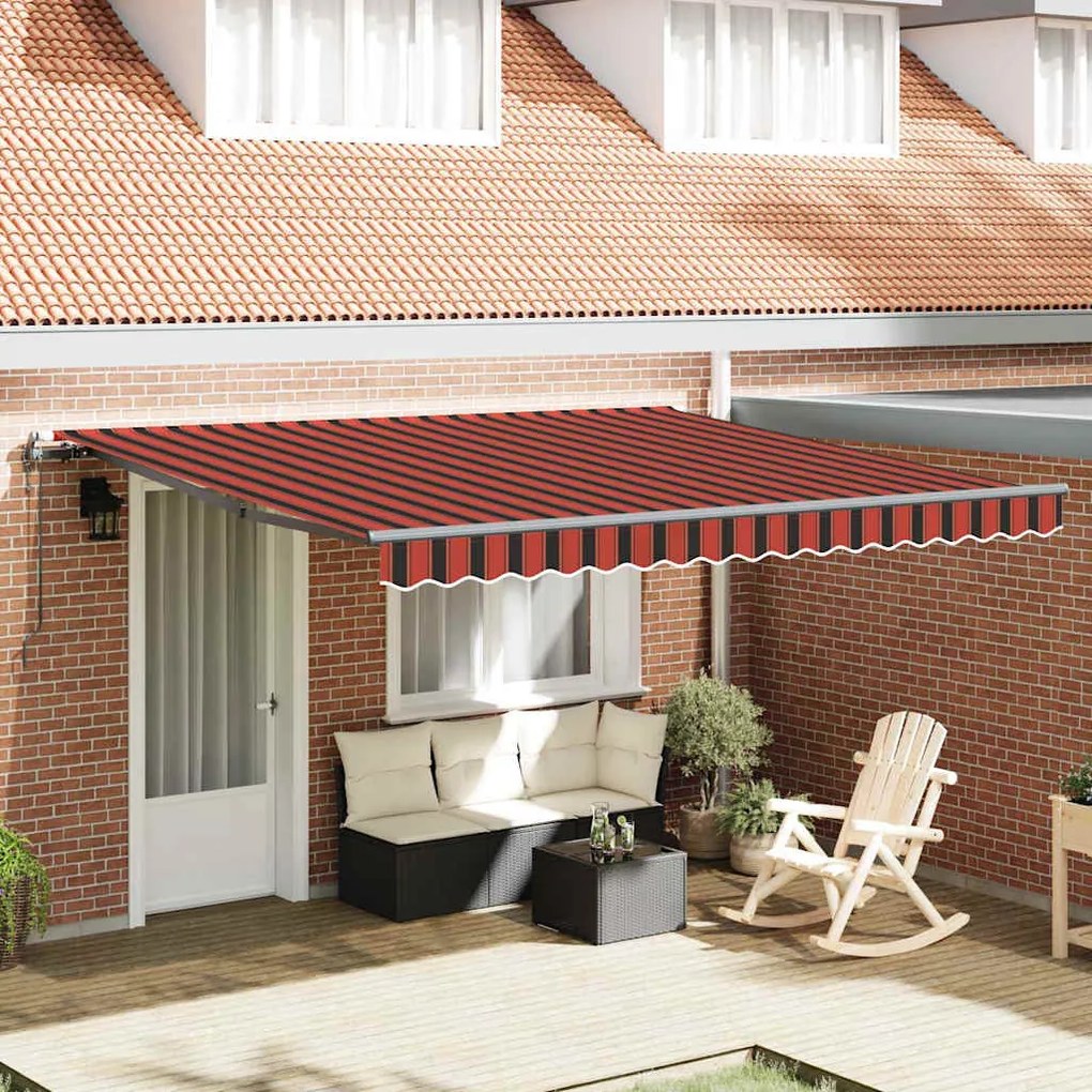 vidaXL Ανασυρόμενη Τέντα Πορτοκαλί και Καφέ 400x350 cm
