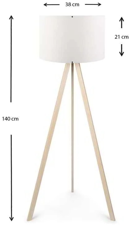 Φωτιστικό δαπέδου Rosling Megapap Mdf/ύφασμα/Pvc χρώμα φυσικό/λευκό 38x21x140εκ.