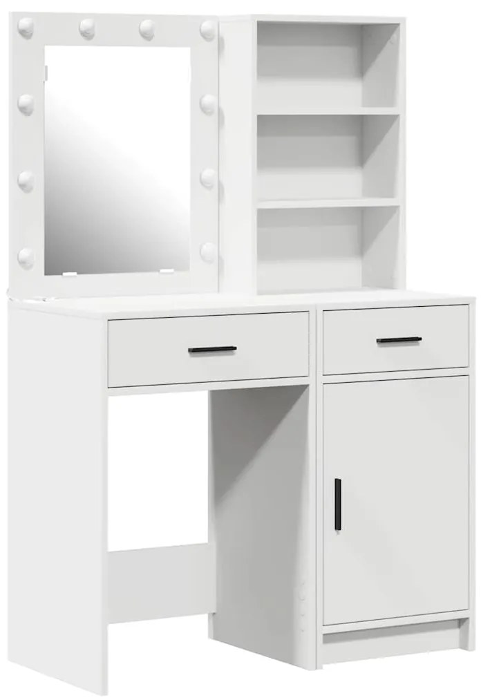 vidaXL Σετ Τραπεζιού Μακιγιάζ με συρτάρι 2 pcs Λευκό 50 x 41 x 135 εκ