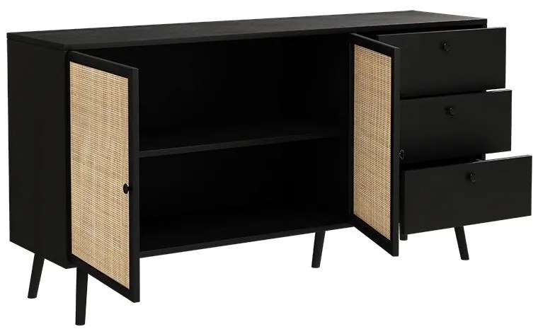 Μπουφές Oslo μαύρο-φυσικό 150x39x79εκ 150x39x79 εκ.
