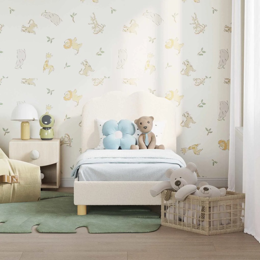 vidaXL Κρεβατική βάση για παιδιά με προσκέφαλο Κρεμ 70 x 140 cm