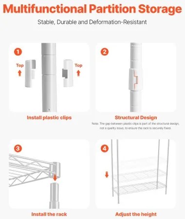 VEVOR Over Washer and Dryer Storage Shelf Two Row 6 Tiers Washer Rack White