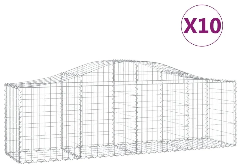 vidaXL Συρματοκιβώτια Τοξωτά 10 τεμ. 200x50x60/80 εκ. Γαλβαν. Ατσάλι