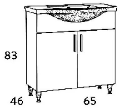 Πάγκος μπάνιου με Νιπτήρα SIENA 65 Sonoma 65x46x85 εκ.