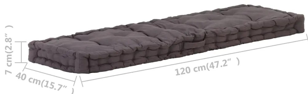 vidaXL Μαξιλάρα Δαπέδου / Παλέτας Ανθρακί 120 x 40 x 7 εκ. Βαμβακερή