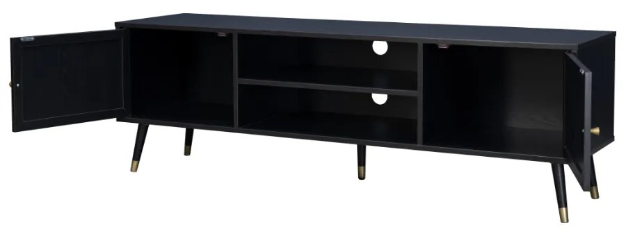 VIENNA TV STAND ΜΑΥΡΟ ΜΕ RATTAN 150x39xH49cm - 05-0565 - 05-0565