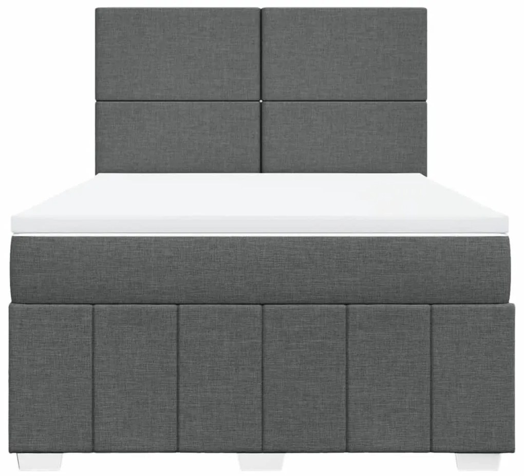 Κρεβάτι Boxspring με Στρώμα Σκούρο Γκρι 140x200 εκ Υφασμάτινο - Γκρι