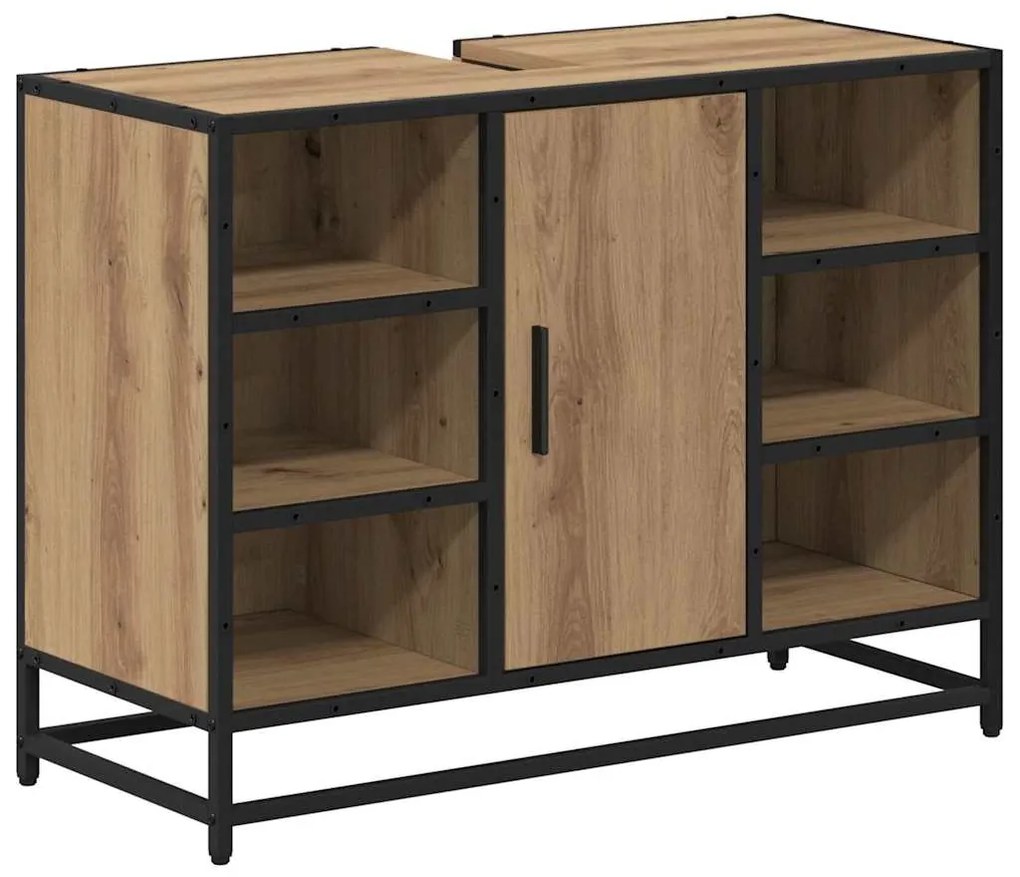 vidaXL Ντουλάπα Νιπτήρα Mπάνιου με ράφι artisan δρυς 80 x 33 x 60 εκ