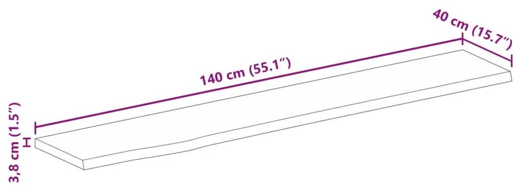 Επιφάνεια Τραπεζιού 140x40x3,8 εκ. Live Edge Μασίφ Ξύλο Μάνγκο - Καφέ