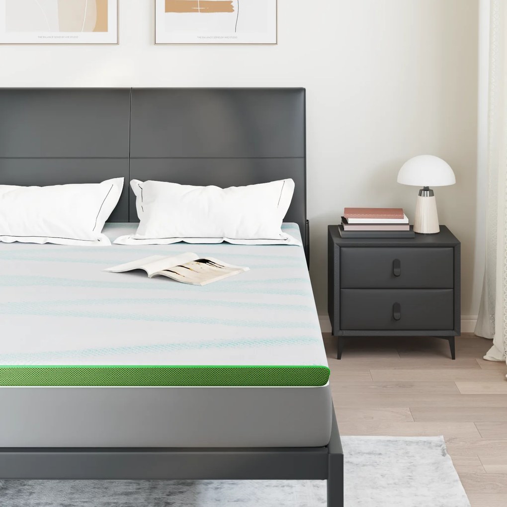 vidaXL Στρώματα Άλλο Λευκό και Πράσινο 140 x 200 cm