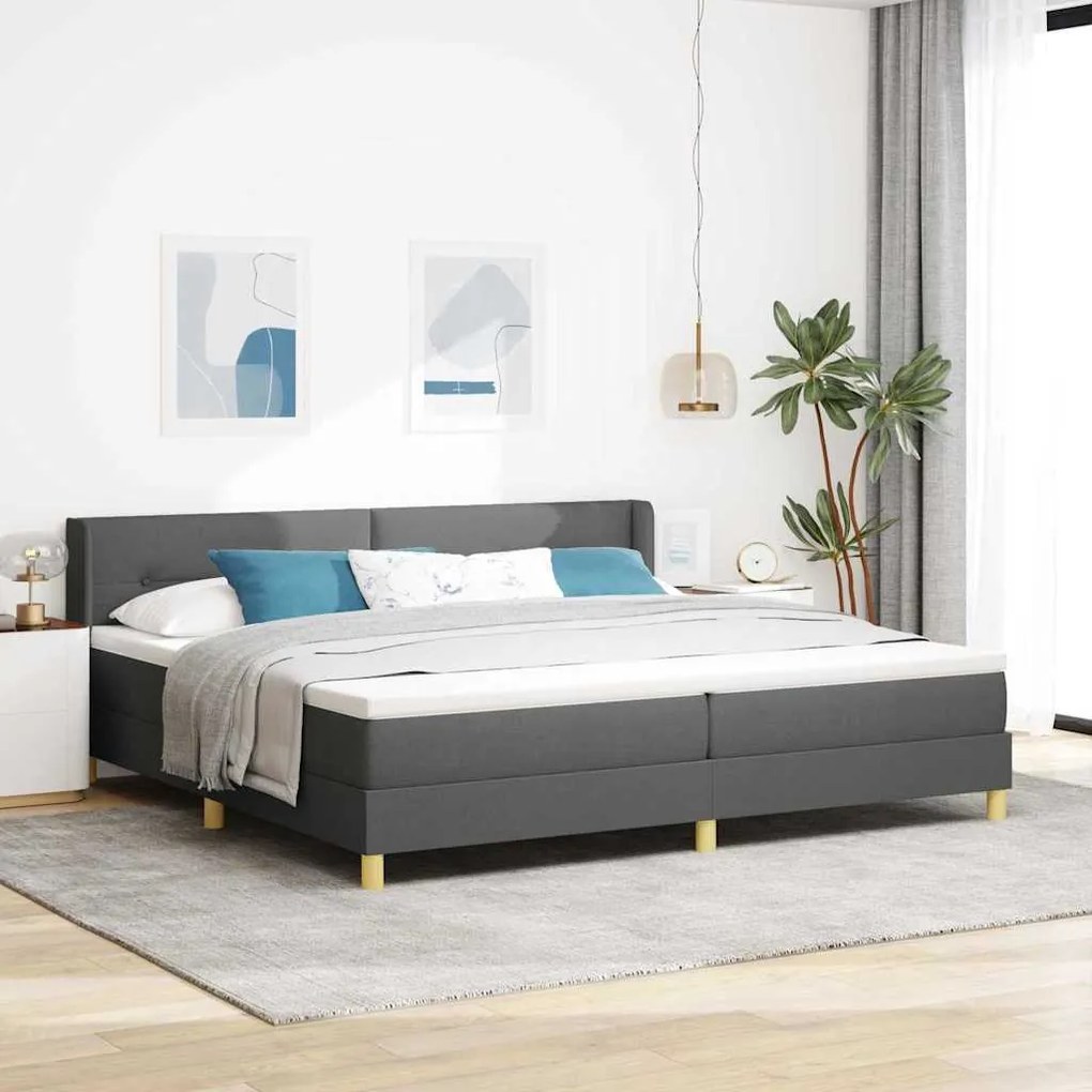 vidaXL Κρεβάτι Box Spring με Στρώμα σε Σκούρο Γκρι, 200 x 200 εκ, Υφασμάτινο