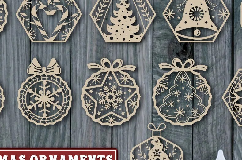 Σετ των 2 Intra απο ξύλο plywood 3mm-4mm πάχος Χριστουγεννιάτικα στολίδια Cut  Δίασταση 20x30 cm INTRAFABR-86463067