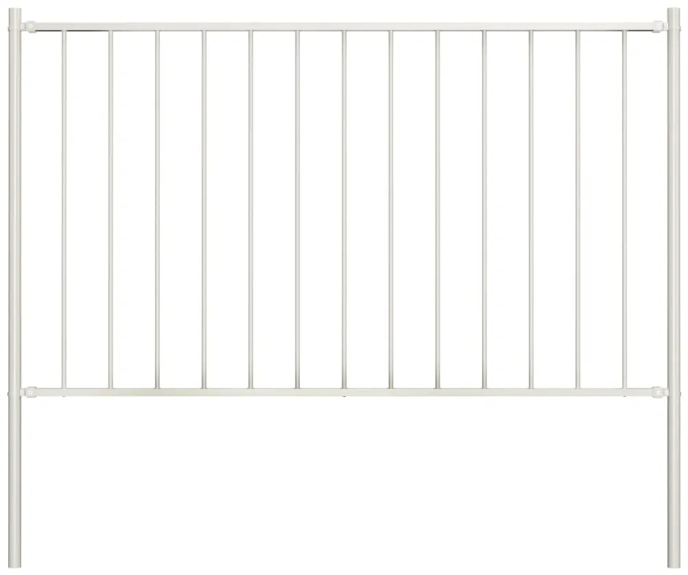 vidaXL Πάνελ Περίφραξης με Στύλους από Ατσάλι με Ηλεκτροστατική Βαφή 1,81x1,25 μ. Λευκό