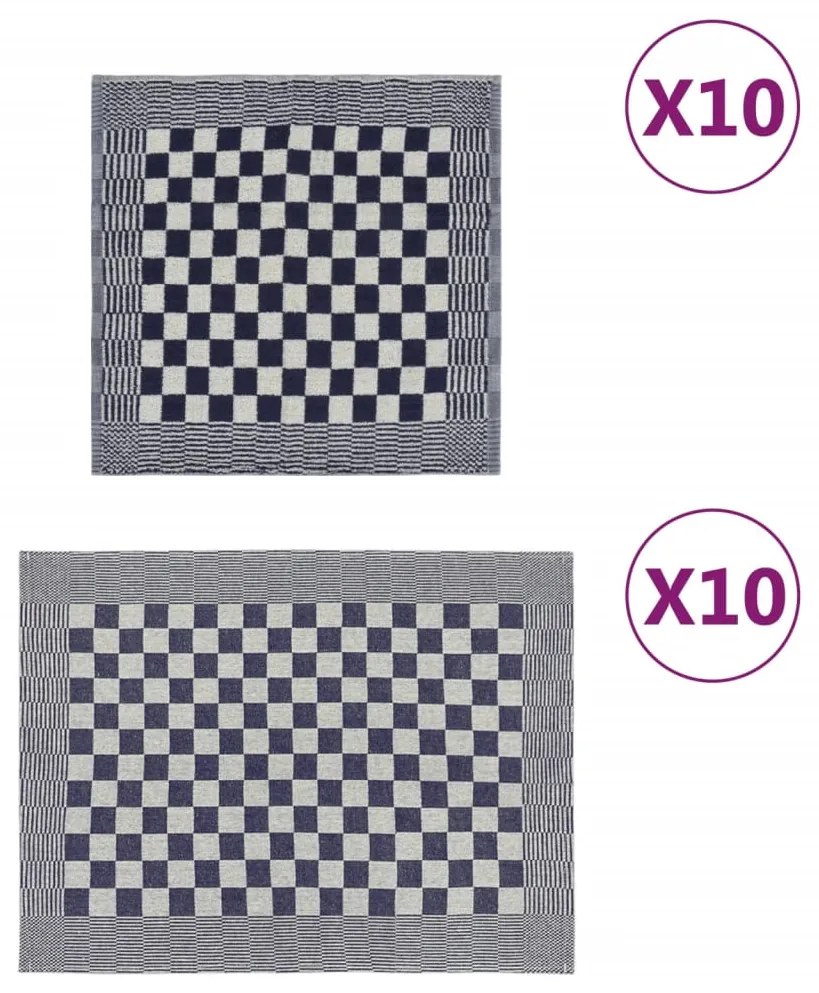 Σετ Πετσετών 20 Τεμαχίων Μπλε και Λευκό Βαμβακερές