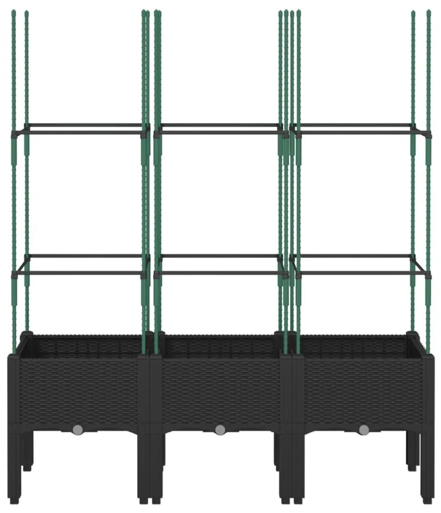 Ζαρντινιέρα Κήπου με Καφασωτό Μαύρο 120 x 40 x 142,5 εκ. από PP - Μαύρο