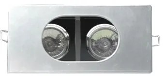 Χωνευτό Σποτ Ορθογώνιο Διπλό MR16 Χωρίς Μ/Σ XF002C Aca-XF002C-Ασημί XF002C