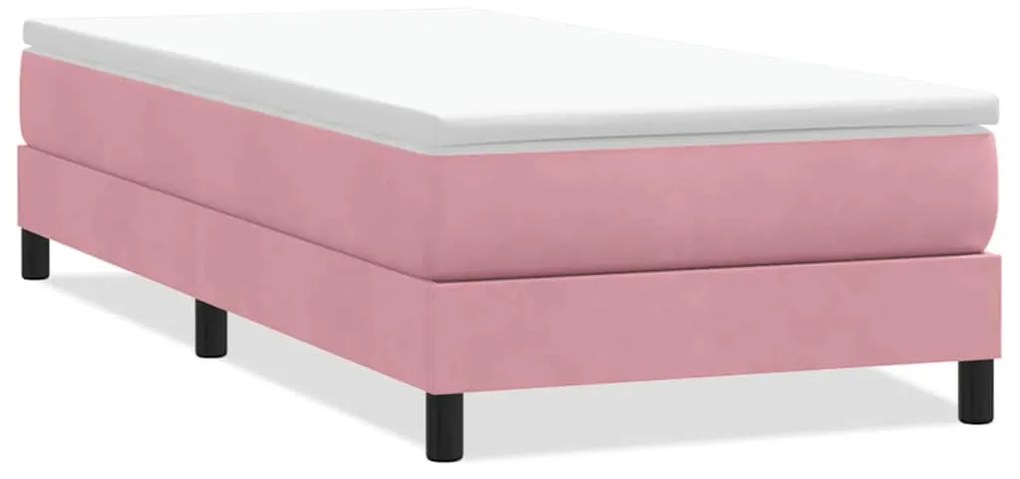 vidaXL Κρεβάτι Boxspring χωρίς Στρώμα Ροζ 80x220 εκ. Βελούδινο