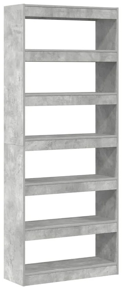 vidaXL Βιβλιοθήκη με ράφι Γκρι σκυροδέματος 80 x 30 x 198 εκ
