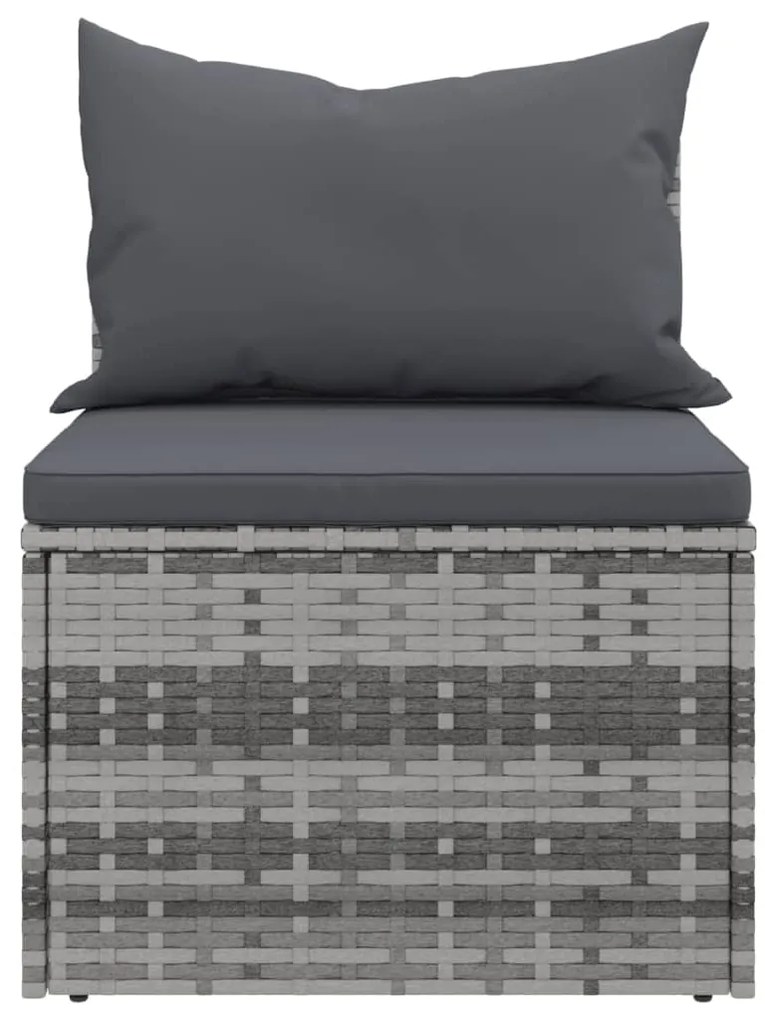 vidaXL Καναπέδες Κήπου Μεσαίοι 2 τεμ. Γκρι Συνθ. Ρατάν με Μαξιλάρια