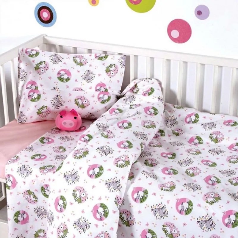 Σετ Σεντόνια Κούνιας Βαμβακερά 120x160εκ. Elvin Pink Sb home