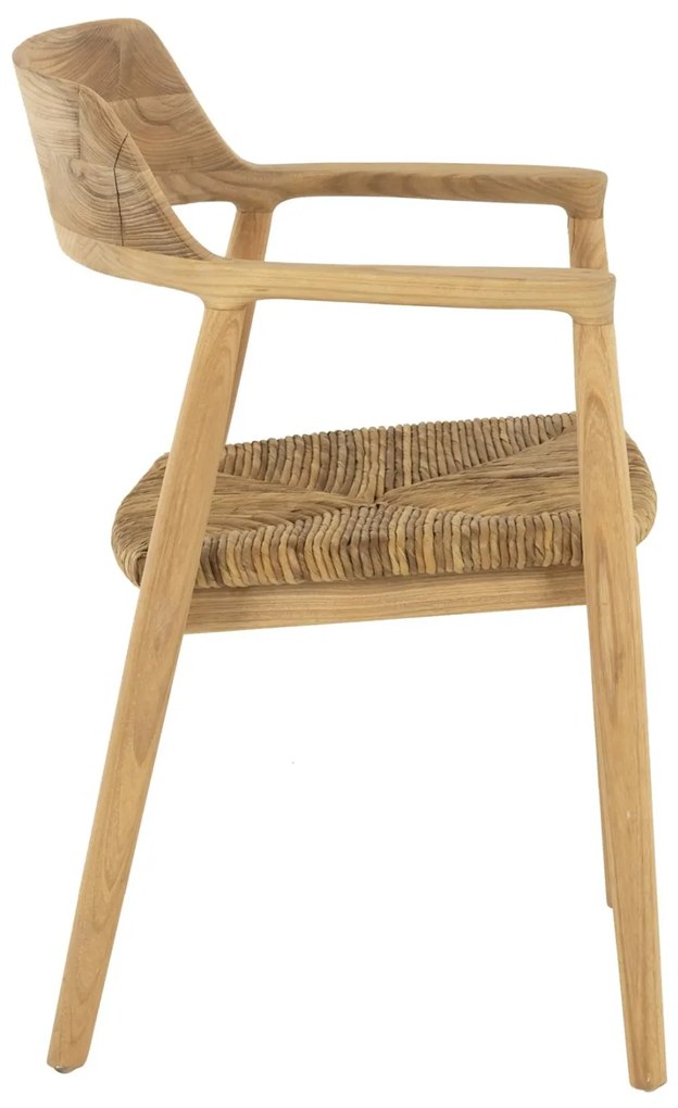 Καρέκλα-Πολυθρόνα KINGSLEY2 Ξύλο Teak και κάθισμα Ψάθα 58x53x79εκ. 58x53x79 εκ.