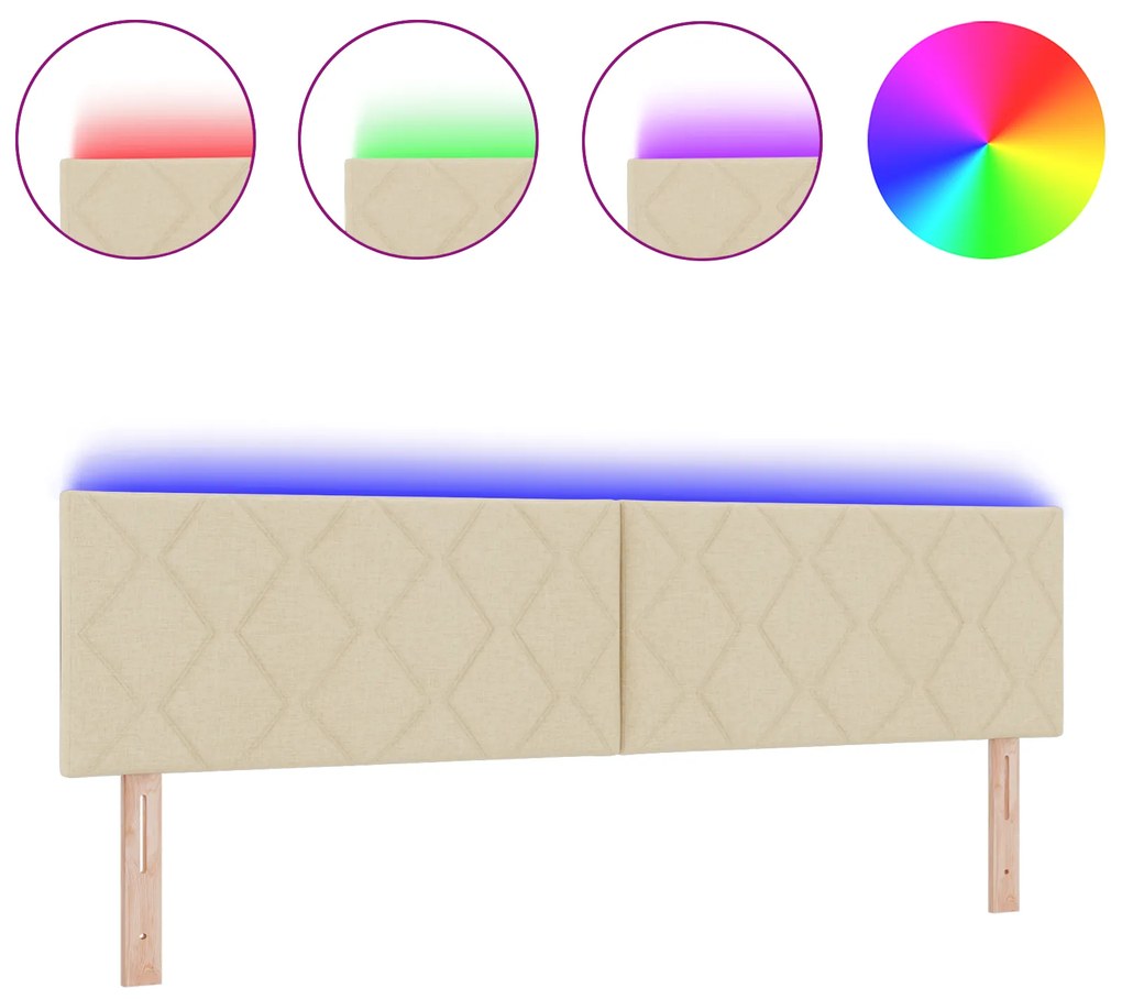 vidaXL LED Κεφαλάρι Σχεδιασμός Διαμαντιών Κρεμ 180 εκ. Ύφασμα
