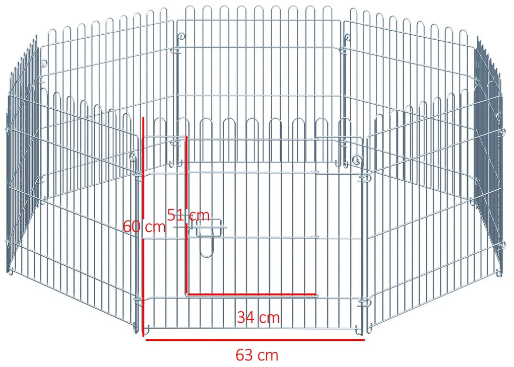 PawHut Περίφραγμα Εξωτερικού Χώρου για Κουτάβια Περίφραγμα Κουταβιών Πάρκο Κουταβιών Πλέγμα Κουταβιών για Ζώα 8 τεμάχια Π63 x Υ60 cm