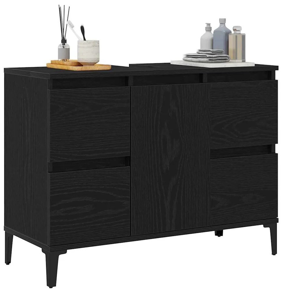 vidaXL Ντουλάπι νιπτήρα Μαύρη δρυς 80 x 33 x 60 εκ Επεξεργασμένο ξύλο