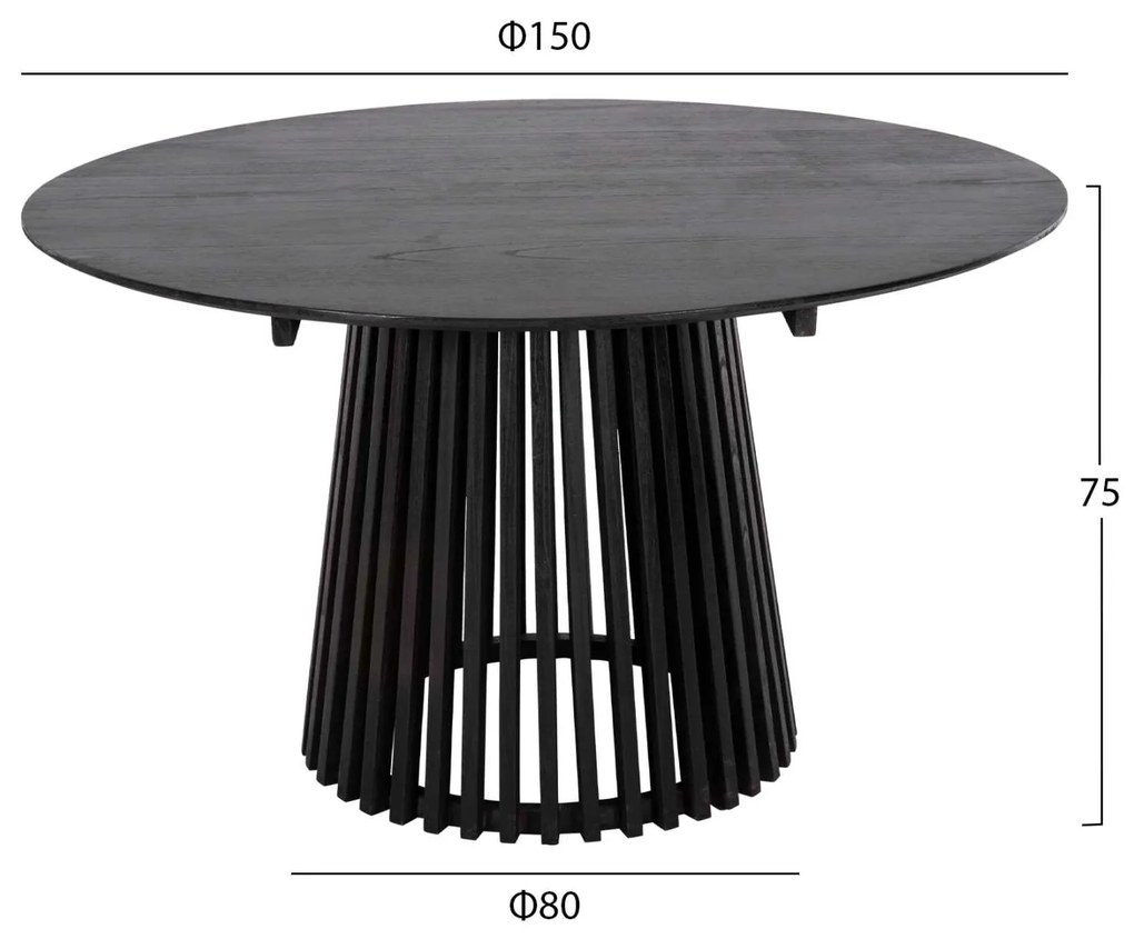 ΤΡΑΠΕΖΙ ΤΡΑΠΕΖΑΡΙΑΣ FRANTZ HM9457.12 ΜΑΣΙΦ MINDI ΞΥΛΟ ΣΕ ΜΑΥΡΟ Φ150x75Υεκ