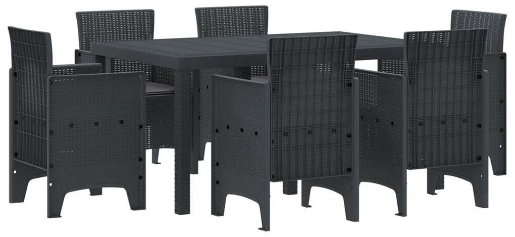 vidaXL Σετ τραπεζαρίας κήπου 7 pcs Ανθρακί PE Ρατάν