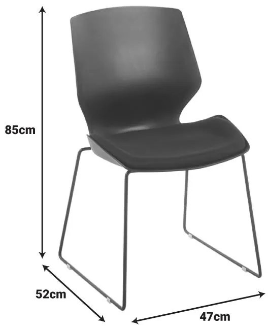 Καρέκλα επισκέπτη Genuine PP-PU σε μαύρη απόχρωση με μαξιλάρι 47x52x85εκ 47x52x85 εκ.