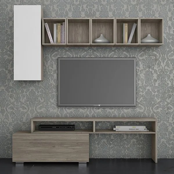 Intrahome Σύνθεση σαλονιού "SMART 3A" σε χρώμα σταχτί-λευκό Intrahomesa-00652674