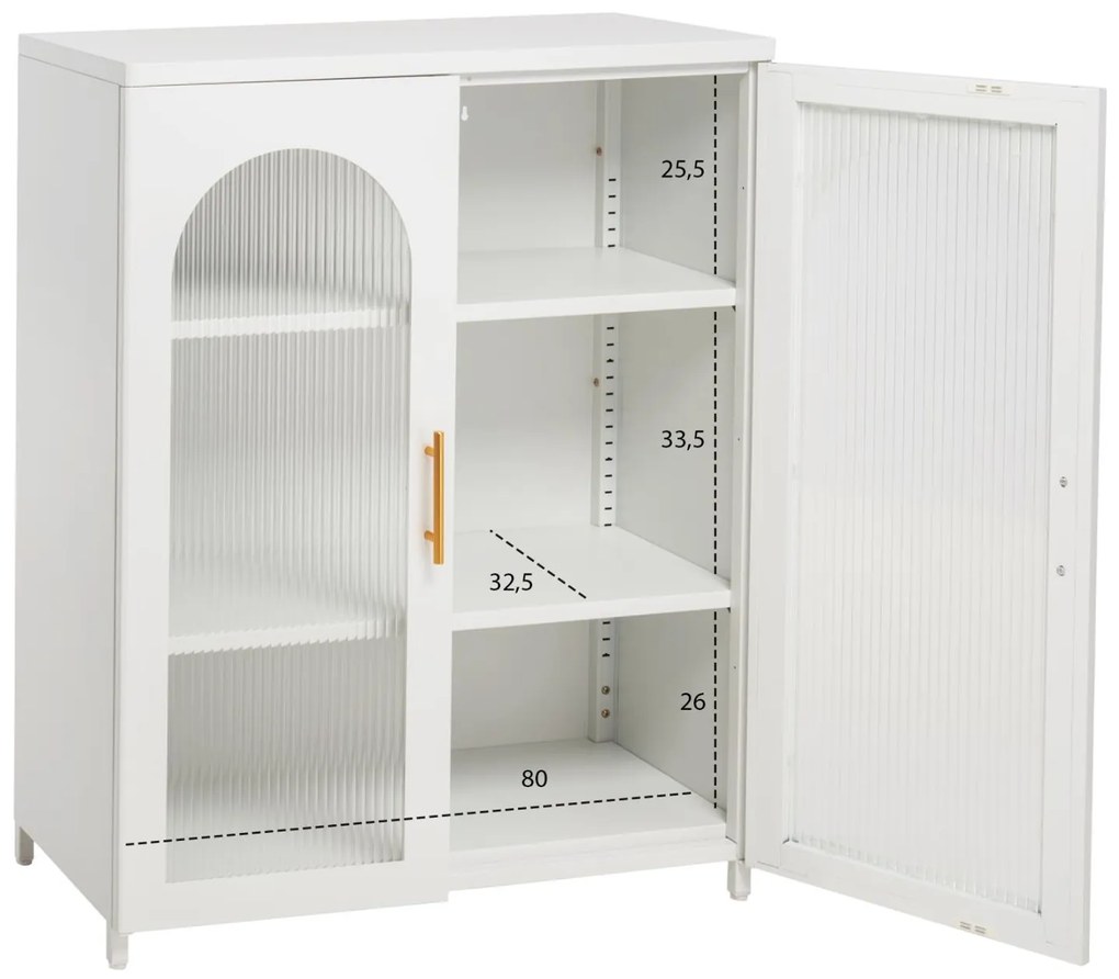 ΜΕΤΑΛΛΙΚΟ ΝΤΟΥΛΑΠΙ ΒΙΤΡΙΝΑ CARIL  ΛΕΥΚΟ 80x37-40x102Yεκ.