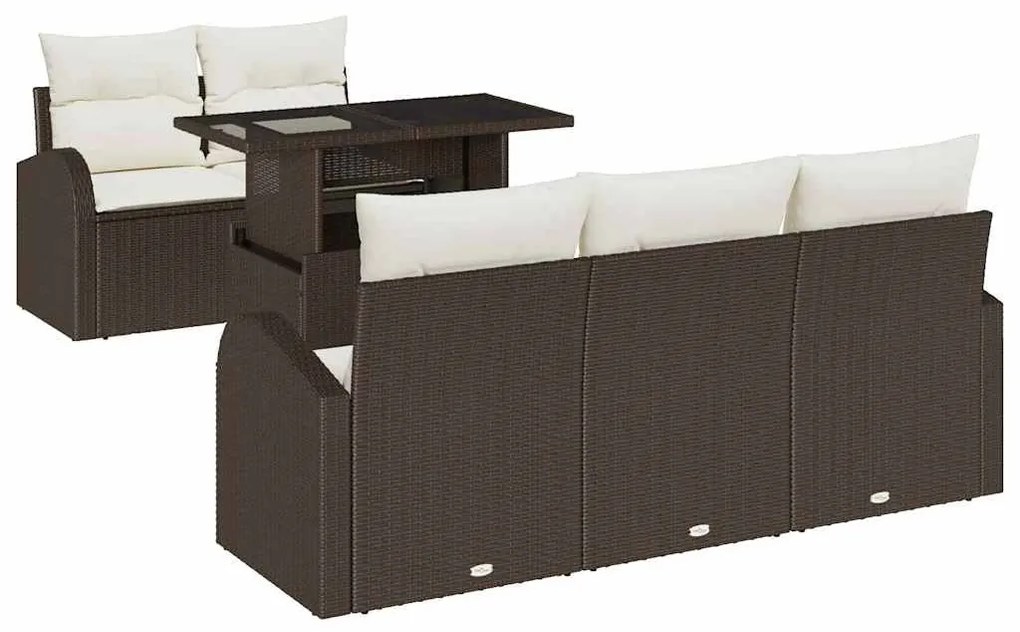 vidaXL Σετ Καναπέ Κήπου 6 pcs Καφέ 100 x 55 x 73 εκ Πολυ ράταν