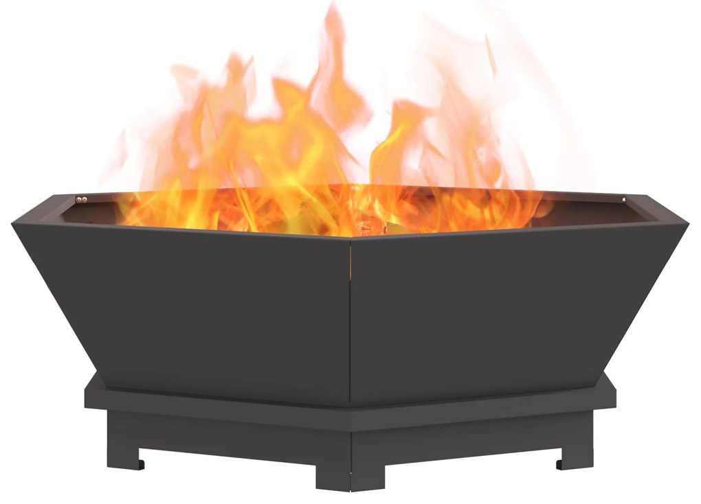 vidaXL Εστία Φωτιάς Έξιγωνη Μαύρη 75x75x28 εκ Ατσάλι