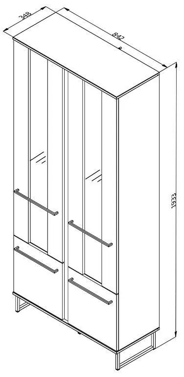 Βιτρίνα Sardinia 2K VS2 Artisan Oak - Μαύρο 84.5x35x193.5 εκ. 84.5x35x193.5 εκ.