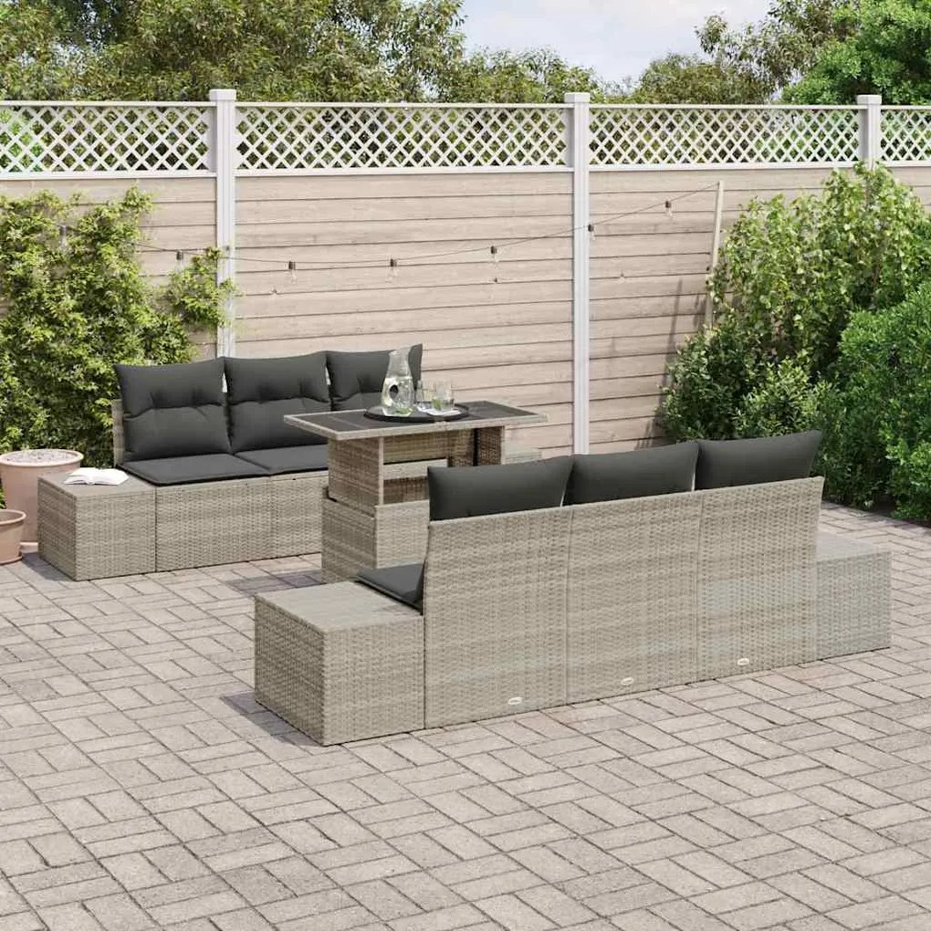 vidaXL Σετ Καναπέ Κήπου 7 pcs Ανοιχτό γκρι 100 x 55 x 73 εκ.