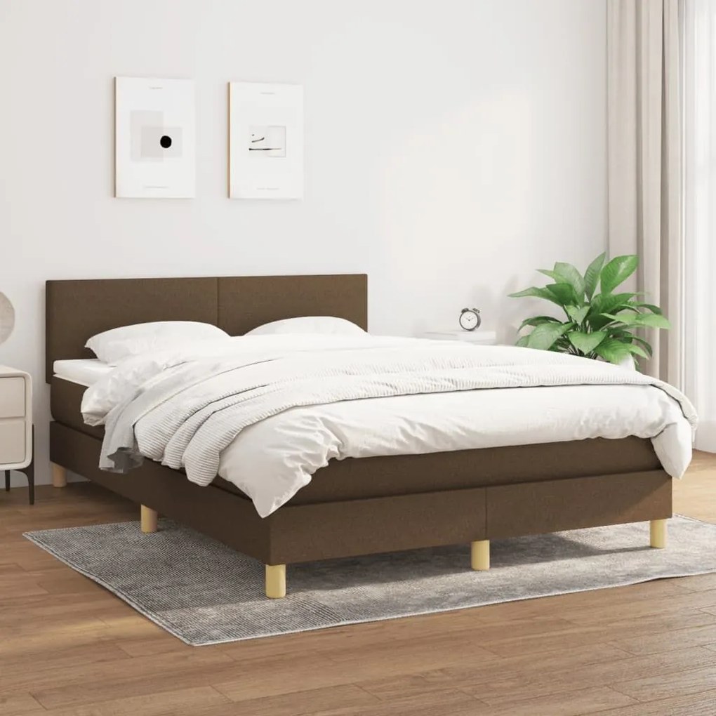 ΚΡΕΒΑΤΙ BOXSPRING ΜΕ ΣΤΡΩΜΑ ΣΚΟΥΡΟ ΚΑΦΕ 140X200 ΕΚ ΥΦΑΣΜΑΤΙΝΟ 3140460